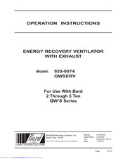Bard 920-0074 QWSERV Operation Instructions Manual
