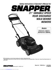 Snapper SPVH21675 Safety Instructions & Operator's Manual