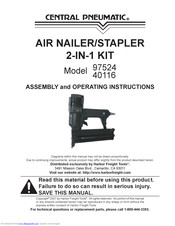 Central pneumatic 40116 Manuals 