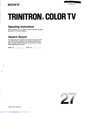 Sony Trinitron Operating Instructions Manual