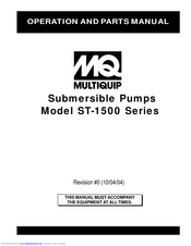 Multiquip ST-1503A Operation And Parts Manual