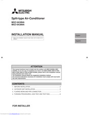 Mitsubishi Electric Mr. Slim MXZ-4A36NA Installation Manual