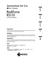 Eizo RadioForce RS110 Instructions For Use Manual