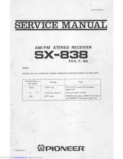 Pioneer SX-838 Stereo Receiver Owners Manual 