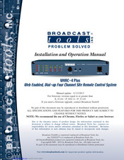 Broadcast Tools WVRC-4 Plus Installation And Operation Manual