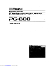Roland PG-800 Owner's Manual