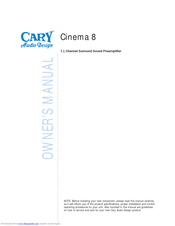 Cary Audio Design Cinema 8 Owner's Manual
