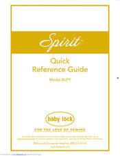 Baby Lock Spirit BLPY Quick Reference Manual