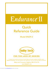 Baby Lock Endurance II BND9-2 Quick Reference Manual