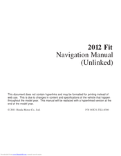 Honda 2012 Fit Navigation Manual