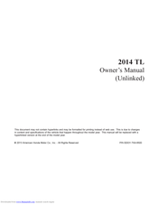Acura 2014 TL Owner's Manual