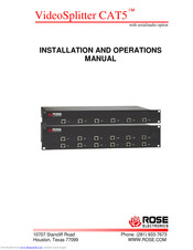 Rose electronics VideoSplitter CAT5 Installation And Operation Manual