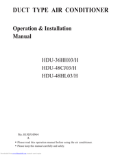 haier HDU-36HH03 Operation & Installation Manual