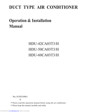 haier HDU-60CA03T3 Operation & Installation Manual