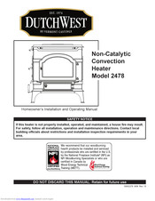 DutchWest 2478 Homeowner's Installation And Operating Manual