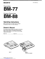 Sony BM-88 Operating Instructions Manual