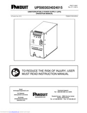 Panduit UPS003024024015 Operation Manual
