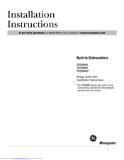 GE Monogram ZBD6800K Installation Instructions Manual