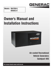 Generac Power Systems Quietpact 40G 005852-0 Owner's Manual