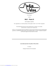 Audio Valve RKV - Mark II User Manual