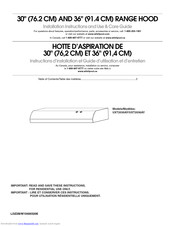 Whirlpool RANGE HOOD UXT2036AY Installation Instructions And Use & Care Manual