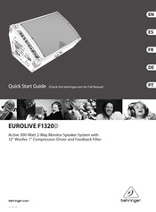 Behringer EUROLIVE F1320D Quick Start Manual