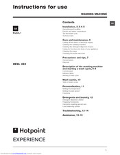 Hotpoint Experience HE7L 292 Instructions For Use Manual