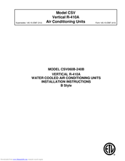 Johnson Controls CSV060B-240B Installation Instructions Manual