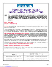 Friedrich ROOM AIR CONDITIONER Installation Instructions Manual