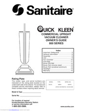 Sanitaire Quick Kleen 800 SERIES Owner's Manual