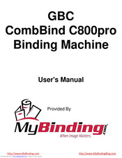 GBC CombBind C800pro Instruction Manual