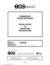 IBC Water AS30400 Installation & Operating Instructions Manual