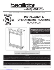 Heatilator Novus Plus Installation & Operating Instructions Manual