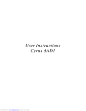 Cyrus dAD1 User Instructions