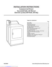 Whirlpool Commercial Dryer Installation Instructions Manual