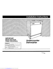 Whirlpool Undercounter Dishwasher Installation Instruction