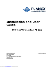 Planex 108Mbps Wireless LAN PC Card Installation And User Manual