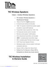 Tic Outdoor Wireless Speakers Installation  & Owners Manual