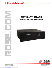 Rose electronics UltraMatrix AV Installation And Operation Manual