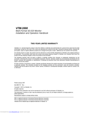 Videotek VTM-2000 Installation And Operation Handbook
