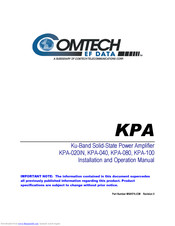 Comtech EF Data KPA-020IN Installation And Operation Manual