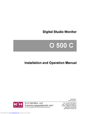 K+H O 500 C Installation And Operation Manual