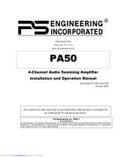 PS Engineering PA50 Installation And Operation Manual