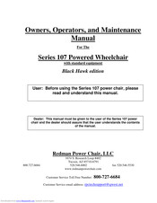 Redman Power Chair 107 Series Owner's Operator And Maintenance Manual