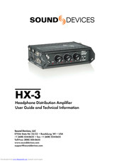Sound Devices HX-3 User Manual And Technical Information