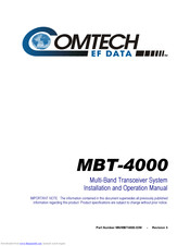 Comtech EF Data MBT-4000 Installation And Operation Manual