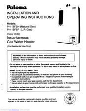 Paloma PH-16FSP Installation And Operating Instructions Manual