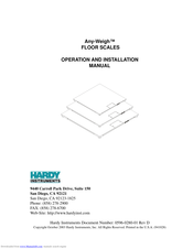 Hardy Instruments Any-Weigh Operation And Installation Manual