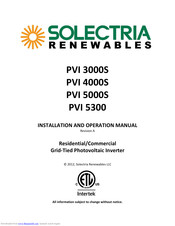 Solectria Renewables PVI 3000S Installation And Operation Manual