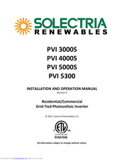 Solectria Renewables PVI 5300 Installation And Operation Manual